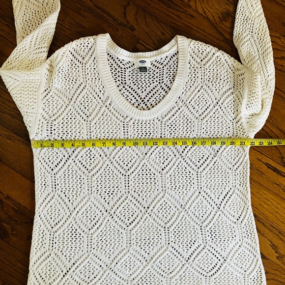 Old Navy white open knot cotton long sleeve V-neck sweater size XL, never worn - Picture 9 of 11